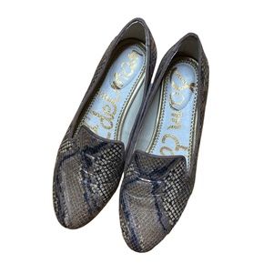 SAM EDELMAN Jordy Leather Snakeskin Print Slip On Loafers Size 5.5M